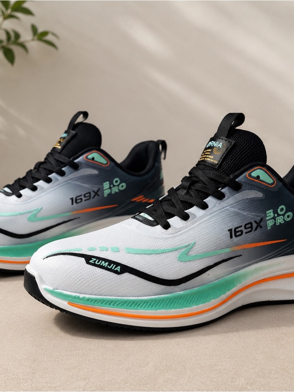 Amazon White Black Teal Orange Men's Sneakers